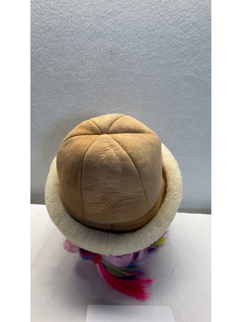 Vintage Genuine Suede & Shearling Bucket Hat Tan Cream Winter Warmth E-4 - Picture 3 of 9